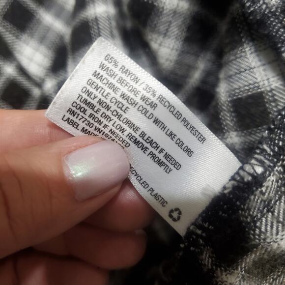 Knox Rose Dark Brown White Plaid Open Waterfall Shawl Cardigan Size Large - Picture 11 of 12